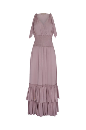 Ebrill Silk Ruffle Dress | Lilac