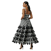 Amira Luxe Gingham Corset Dress with tassels