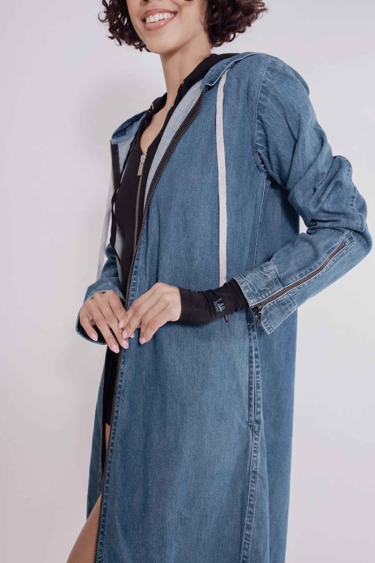 Com-pressi-on Me Denim Hoodie