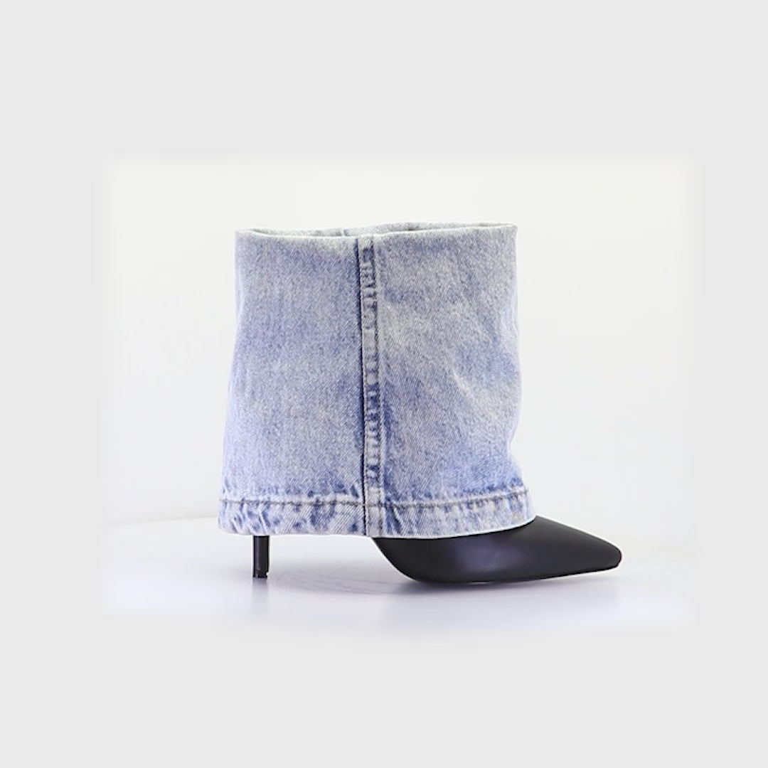 Denim & Leather Chic Boots Pranz
