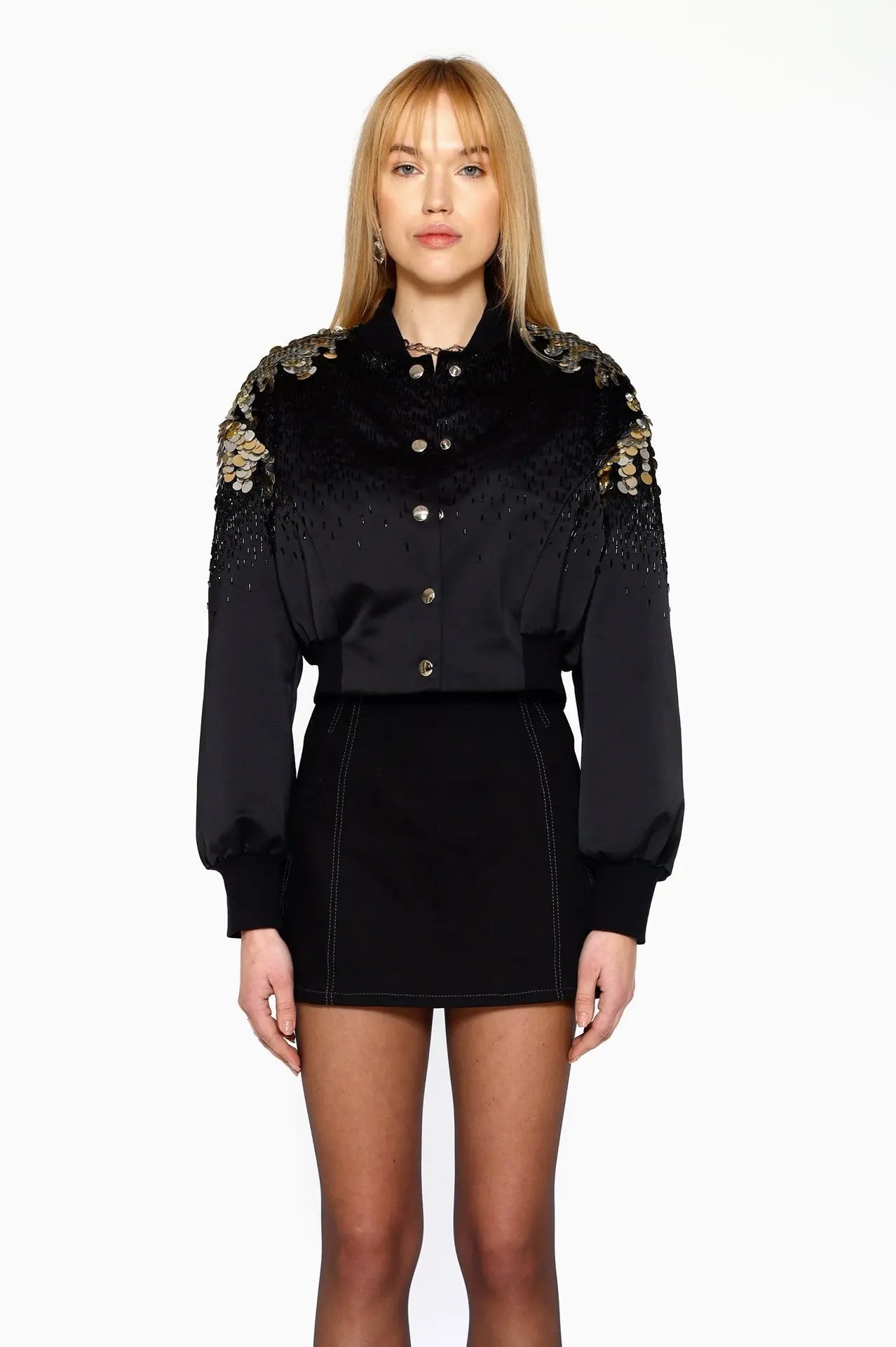 Opulent Sequin Bomber Jacket