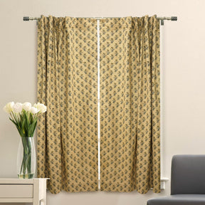 Bohemian Block Viscose Colored Linen Curtain - Coastal Tulip