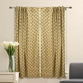 Bohemian Block Viscose Colored Linen Curtain - Coastal Tulip