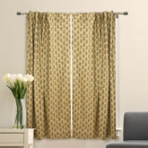 Bohemian Block Viscose Colored Linen Curtain - Coastal Tulip