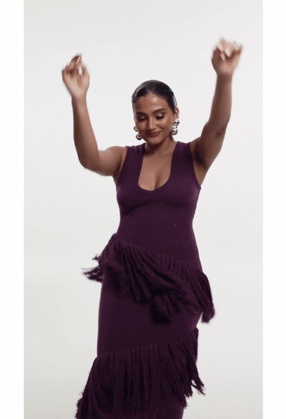 UYAI Sequin Fringe Maxi Dress in PURPLE