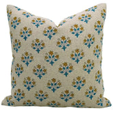 Elegant Handcrafted Block Print Boho Thick Linen Pillow Cover- Diwali Flower