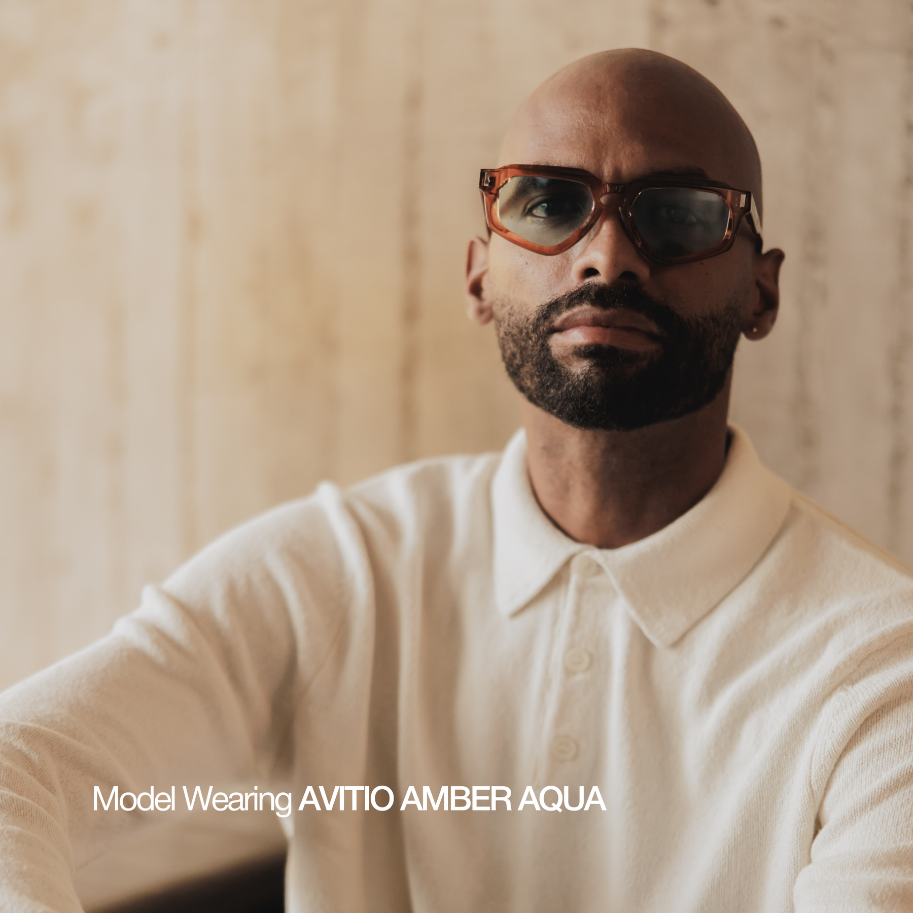 Avitio Sunglasses with Marble Frame & Light Blue Lens