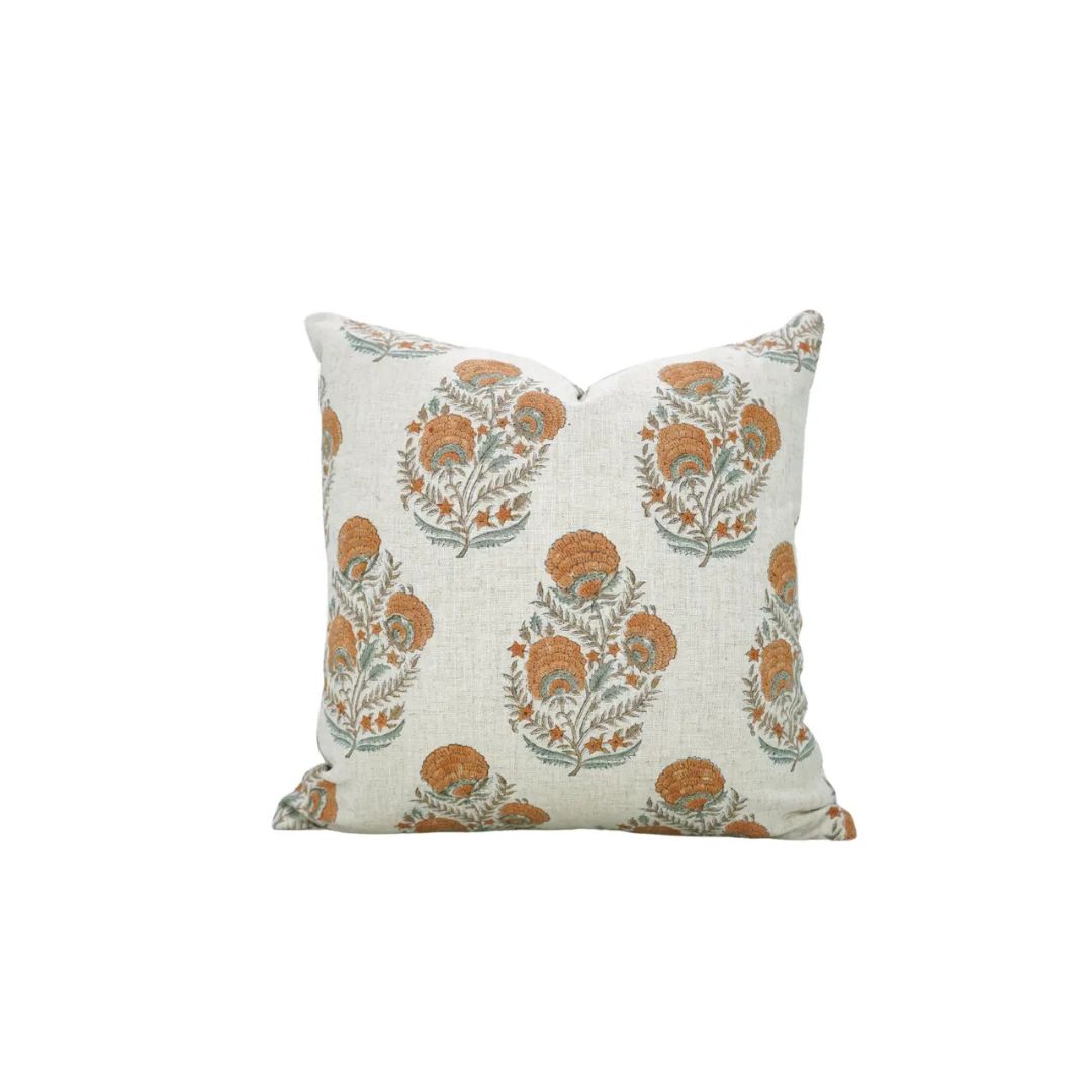 Unique Block Hand-Printed Viscose Linen Pillow Cover- Mohini