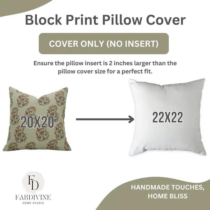 Floral Meadow Hand Block Pillow case Thick Linen - Anarkali