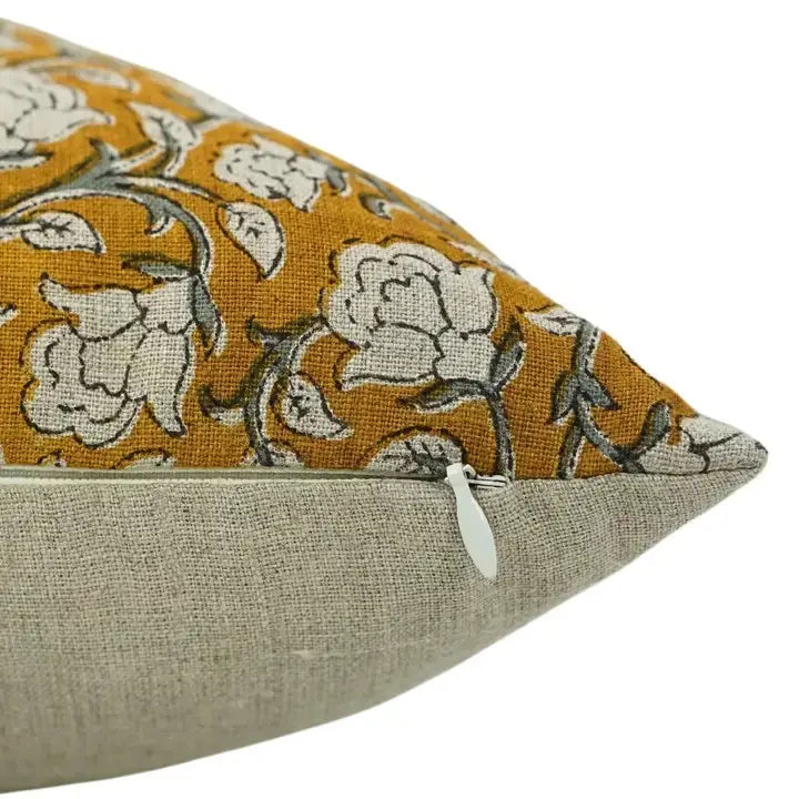 Boho Decor Hand-carved Block Printed Boho Pure Linen Pillow Cover- Amritvela