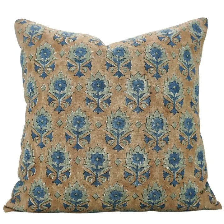 Handcrafted Unique Block Print Viscose Linen Pillow Cover- Kusum