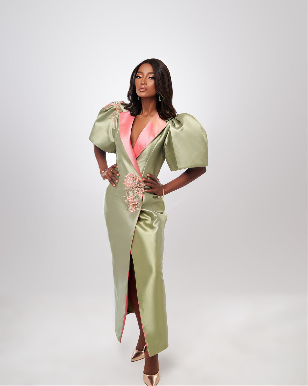 Ms Kabuki Embellished Suit Maxi- green
