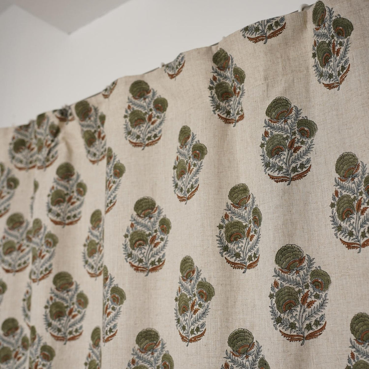 Indian Hand Block Viscose Linen Ring Curtain- Mohini