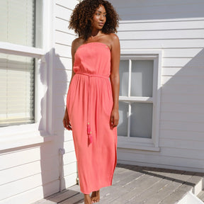 Strapless Beach Dress Coral