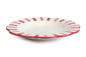 Ceramic Stripe Dinner Plate, Pink Red- 10 x 10 x 1.25 Inches