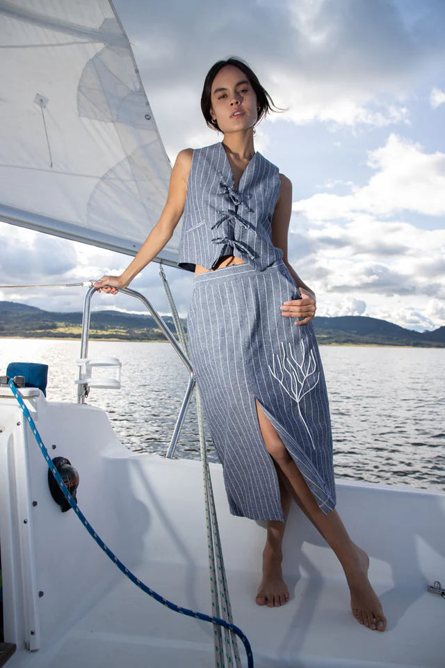 Marea Chalk Stripe Skirt