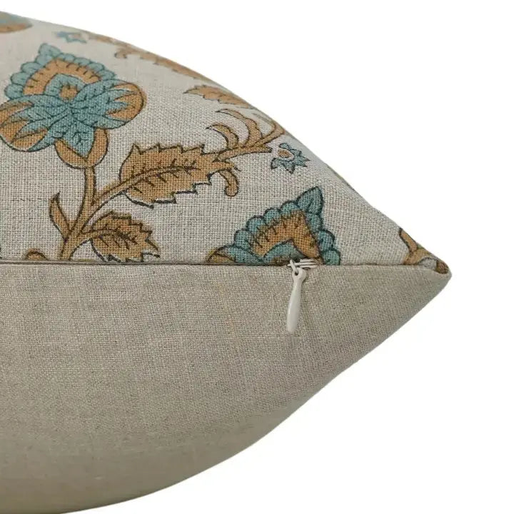 Farmhouse Style Hand Block Print Boho Pure Linen Pillow Cover- Madhubala