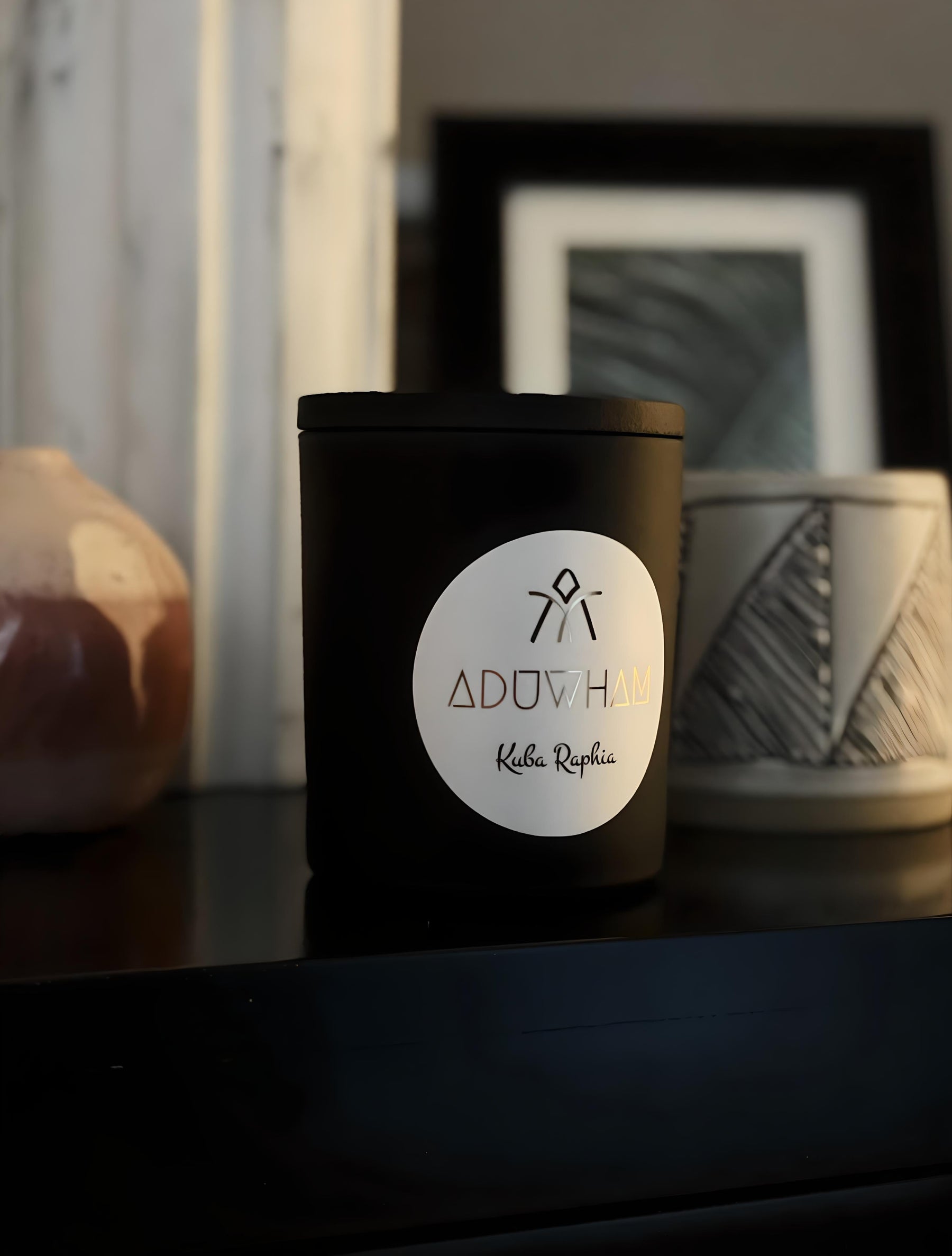 Kuba Raphia Candle – A Sweet Escape to the Heart of the Congo
