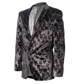 Silver print velvet blazer