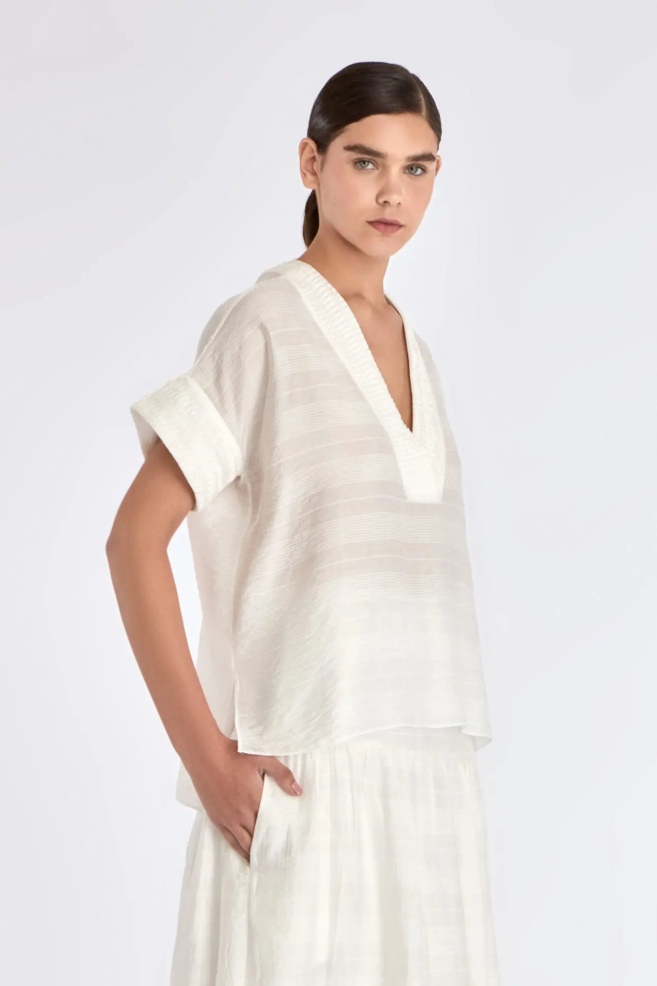 Ivy V-Neck Blouse | Off White