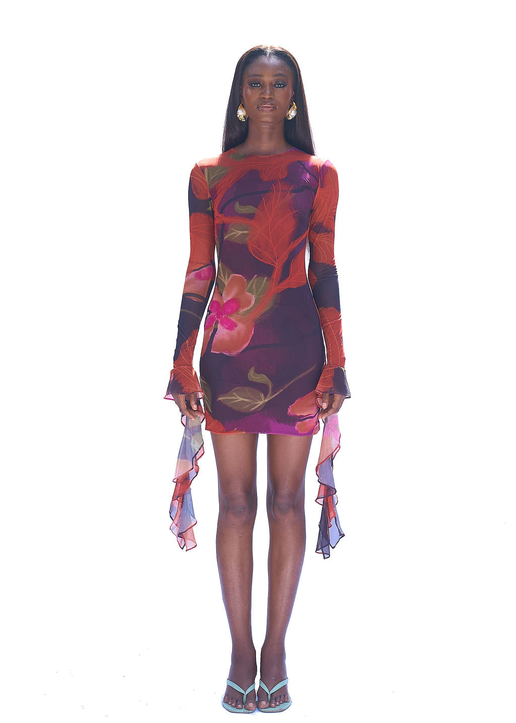 MESH MINI DRESS - PLUM CALA