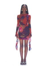 MESH MINI DRESS - PLUM CALA