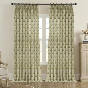 Exquisite Printed Pure Linen Pleated Curtain - Rishi