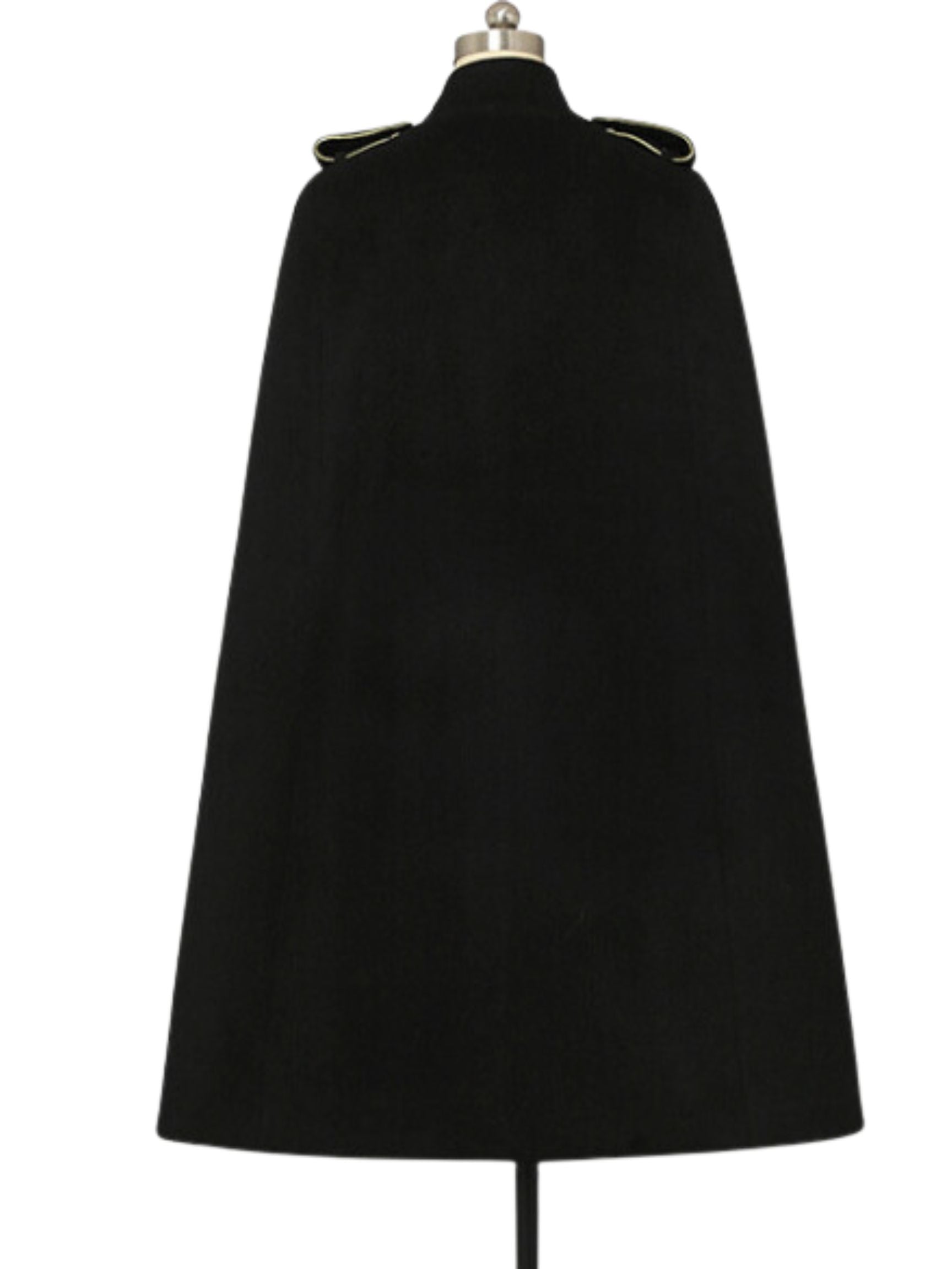 Wool Turtlenecked Black Cape