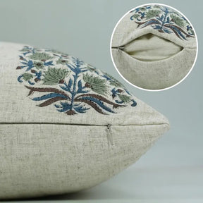 Unique Hand Made Block Printed Viscose Linen Pillow Cover- Kumud