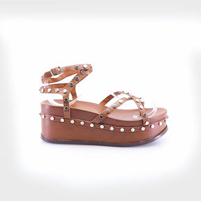 DION Studded Eco-Friendly Platforms Brown