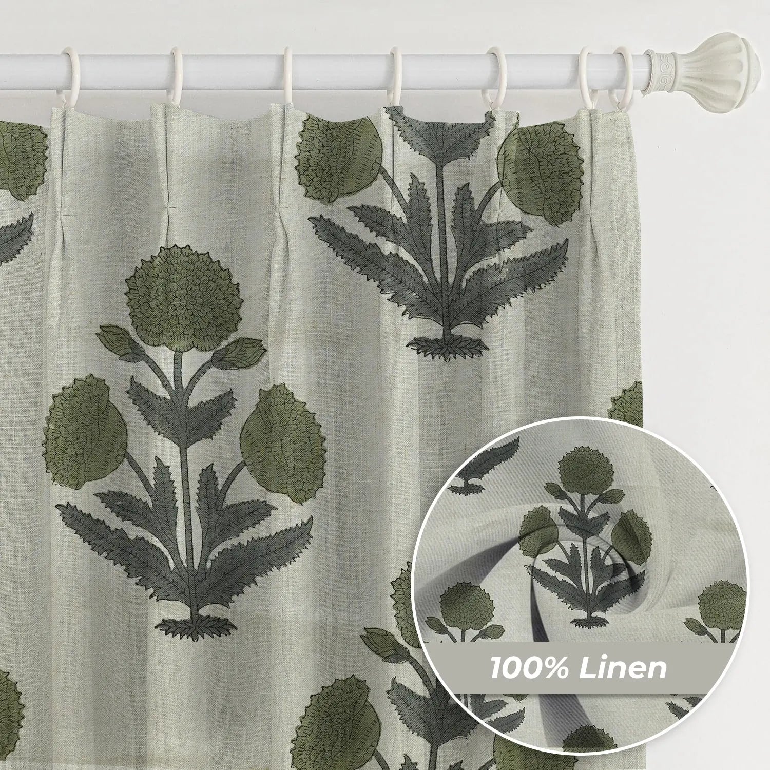 Classic Printed Pure Linen Window Curtain - Badshah