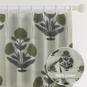 Classic Printed Pure Linen Window Curtain - Badshah