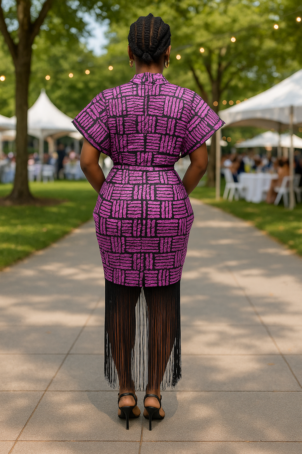 Ajah New Collection Drop2 - Fringe Kimono-Style Batik Maxi Dress