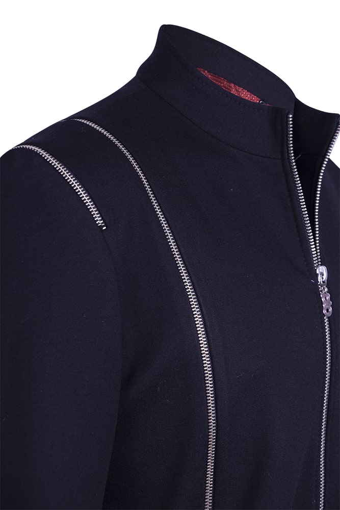 Black jacket with zipper design