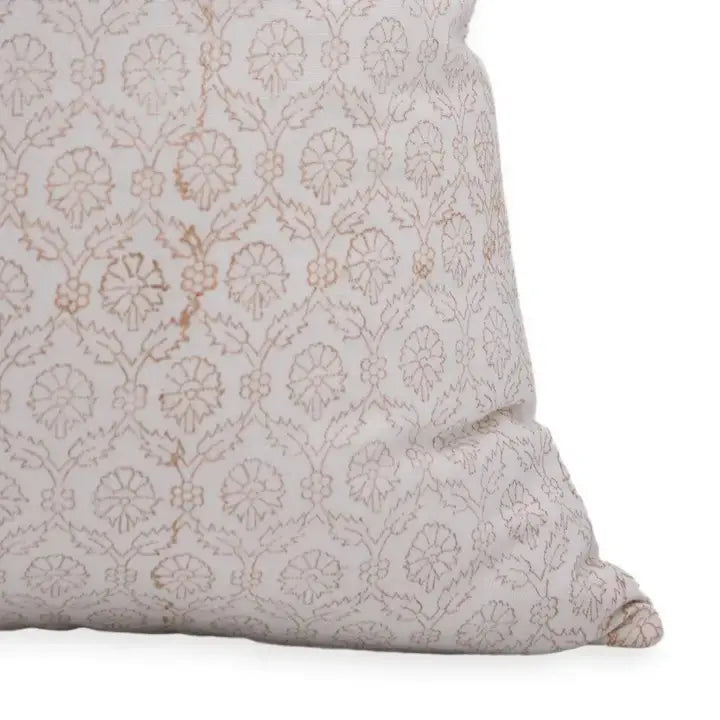 Accent Handmade Block Print33 Thick Cotton White Pillow Cover - Shehnaaz