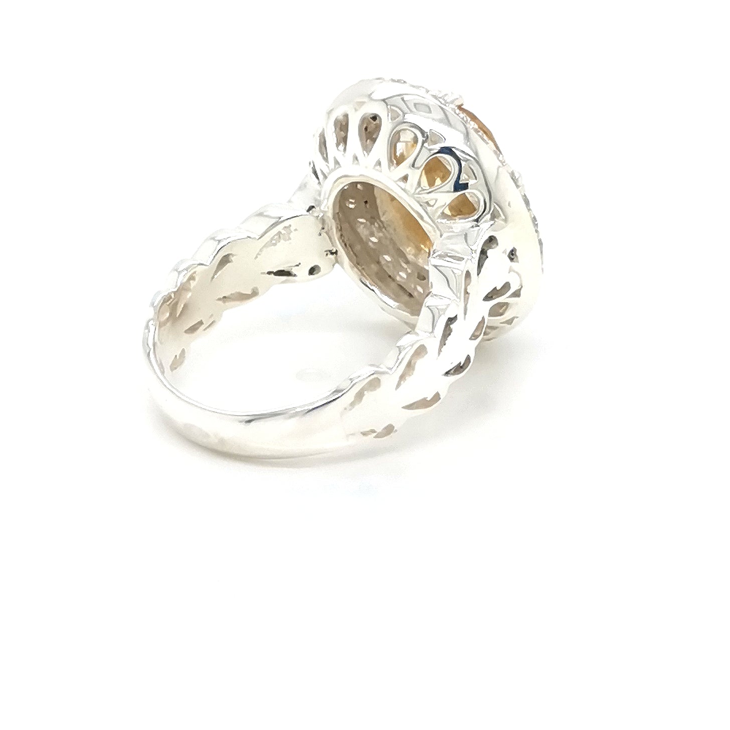 Luxurious Yellow Citrine & Silver Cocktail Ring
