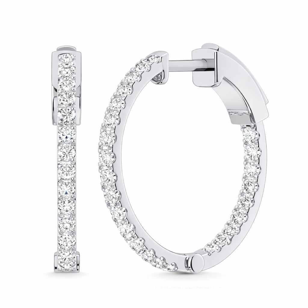 1 ctw Diamond Inside Out Hoop Earrings Silver
