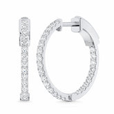 1 ctw Diamond Inside Out Hoop Earrings Silver