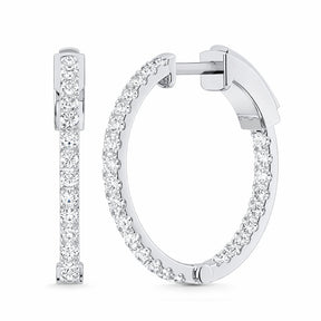 1 ctw Diamond Inside Out Hoop Earrings Silver
