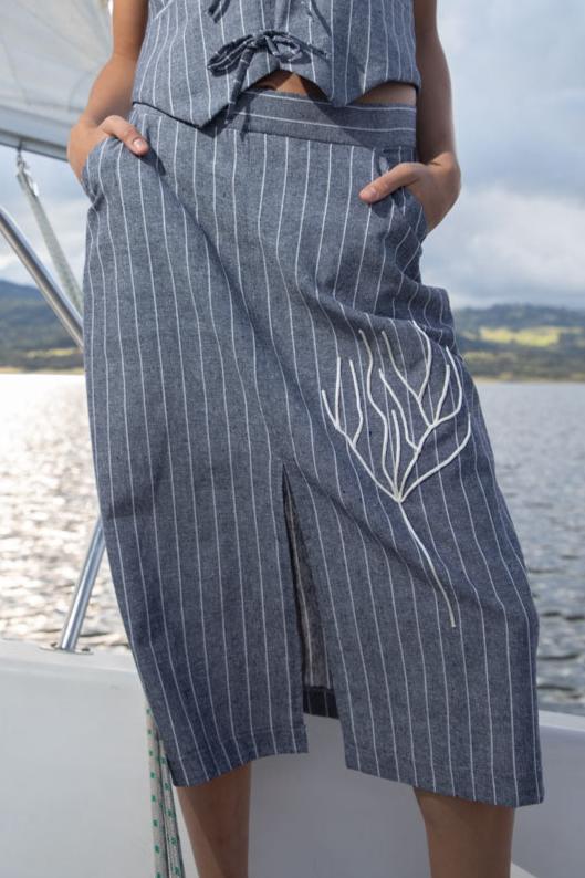 Marea Chalk Stripe Skirt