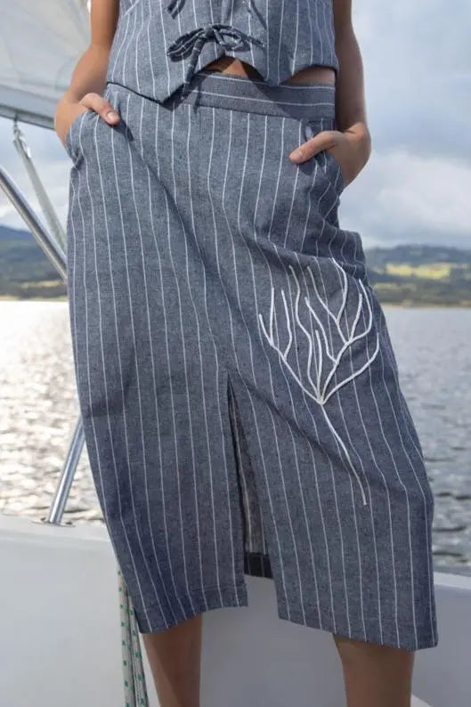Marea Chalk Stripe Skirt