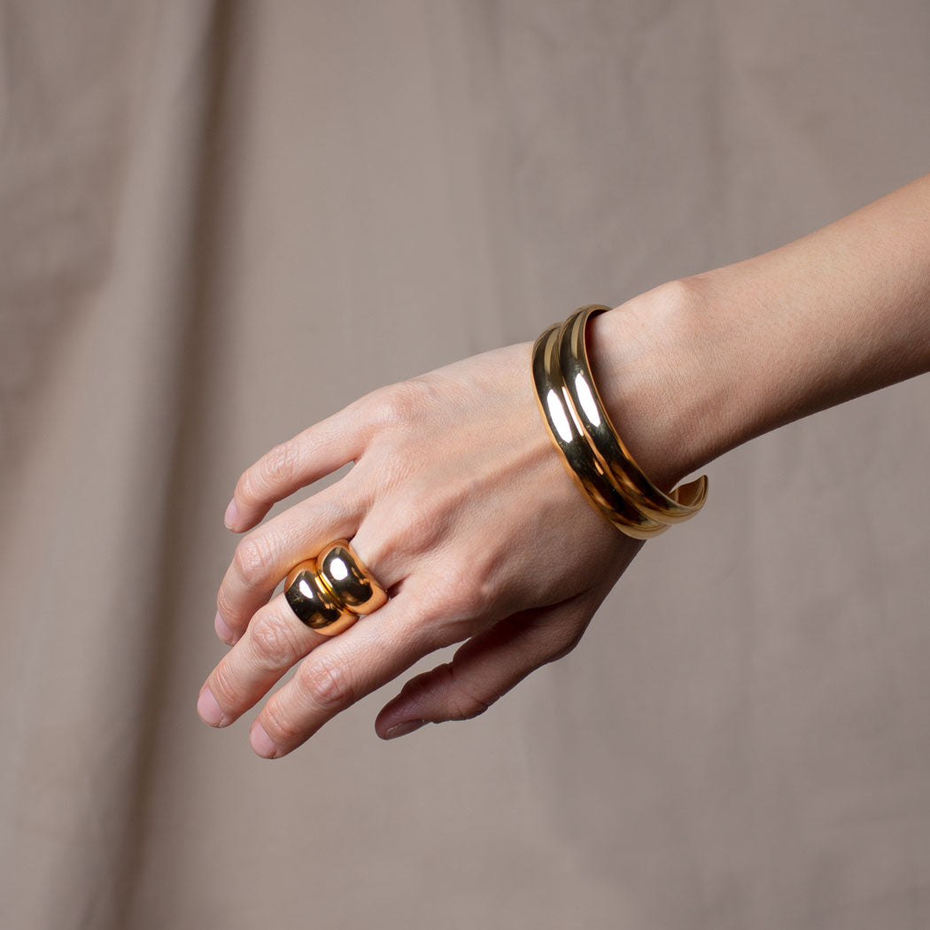 Gold Dome Ring Chunky Statement Ring 18K