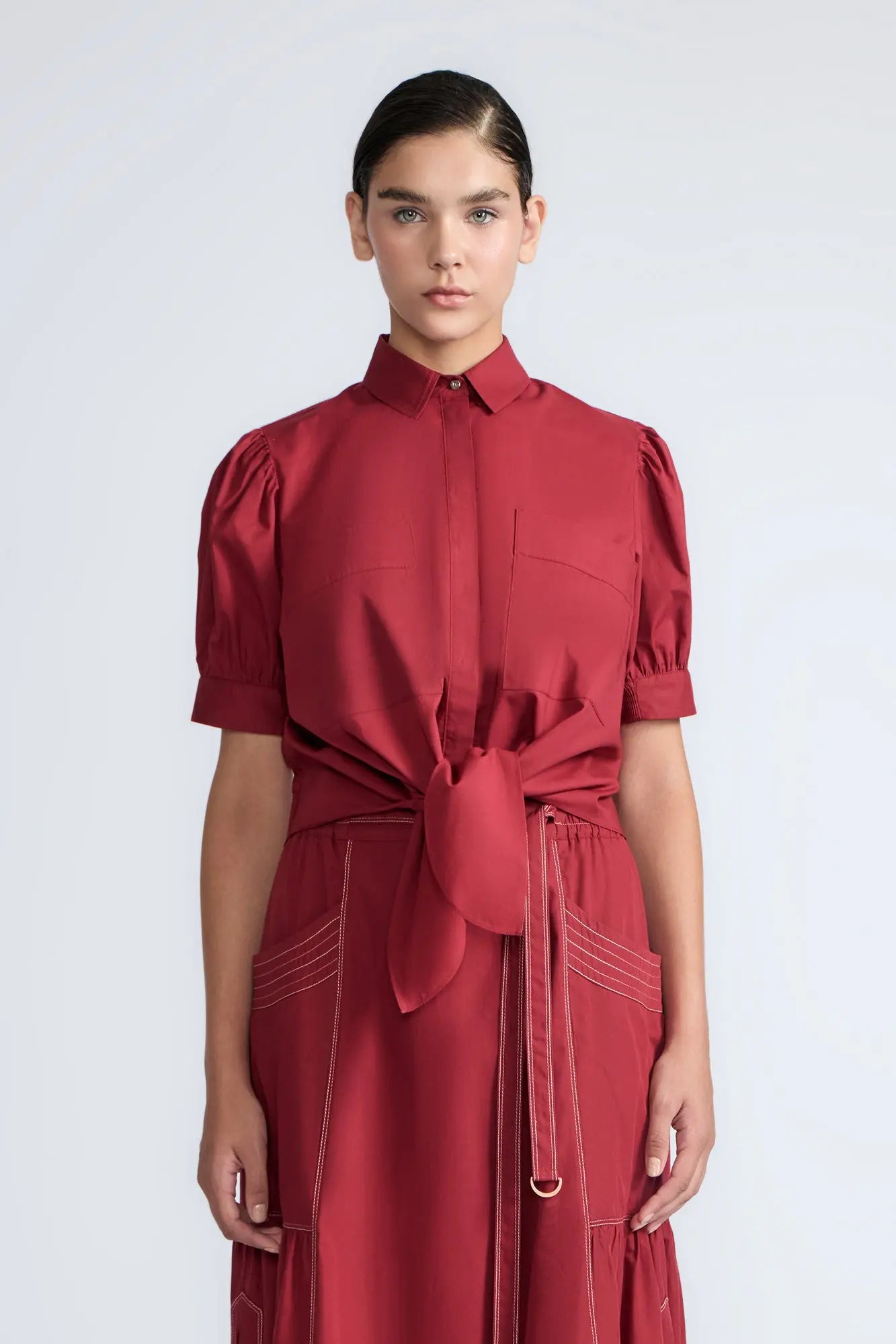 Josie Tie-Waist Cotton Blouse