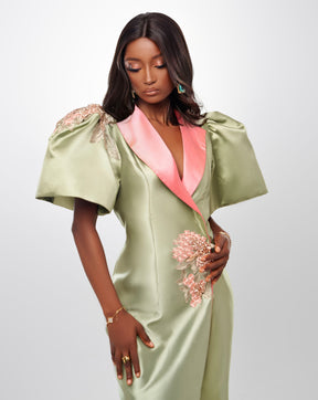 Ms Kabuki Embellished Suit Maxi- green