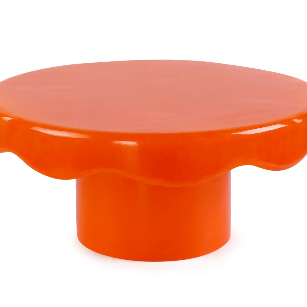 Scallop Resin Cake stand, Orange- 9.5x4.5 Inches