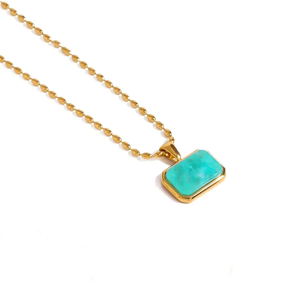 Amazonite Gemstone Necklace Gold Layering Pendant