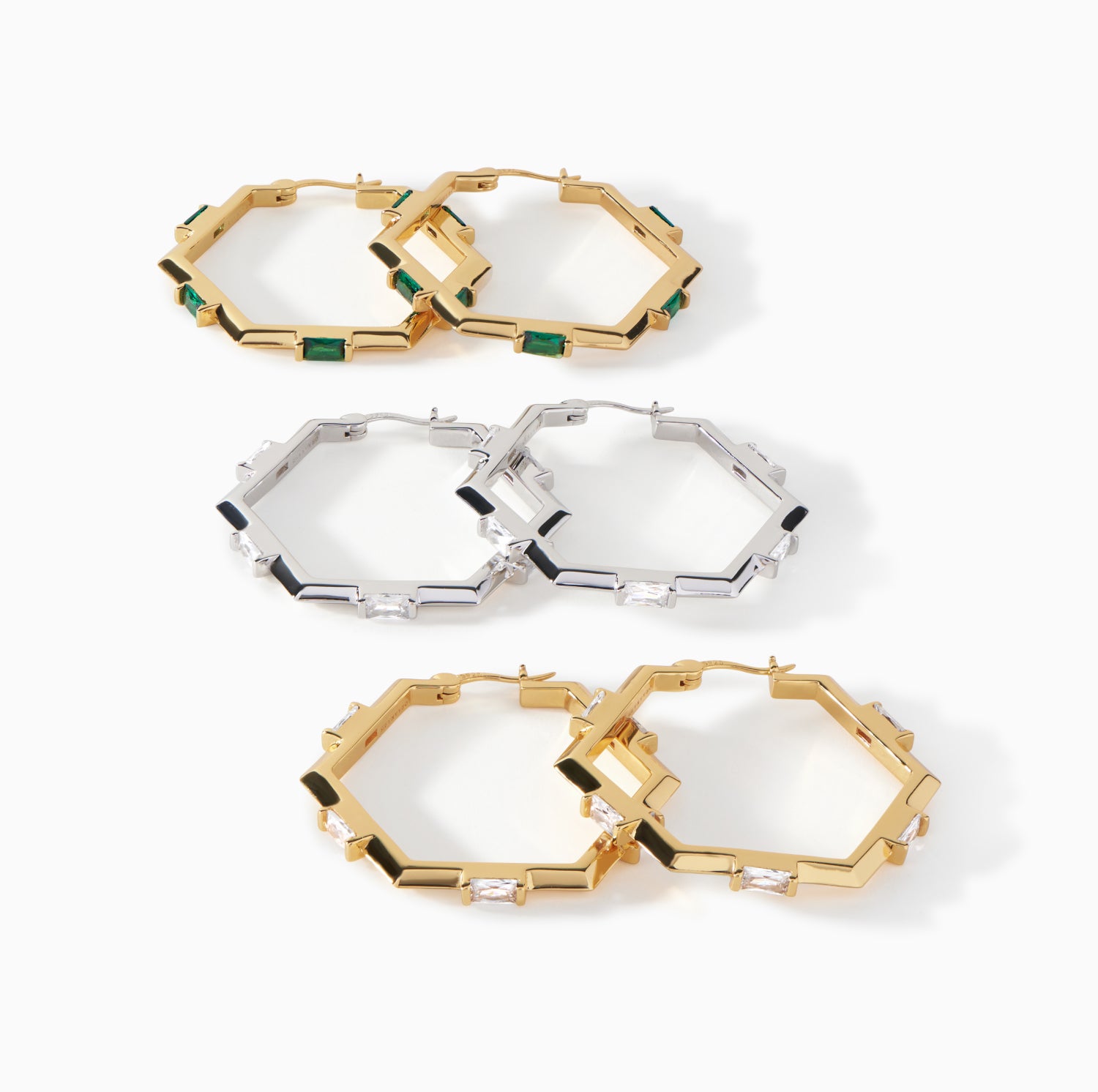 The Claire Hexagon Hoop Earrings - Medium