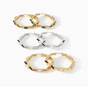 The Claire Hexagon Hoop Earrings - Medium