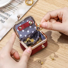 Luxury Genuine Leather Mini Kiss-Lock Coin Purse