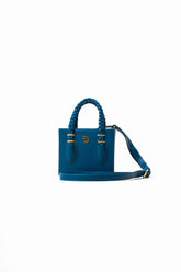 'Funmi' Blue Boxy Tote With Gold Hardware